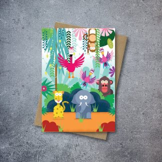 elephant in the jungle blank greetings card