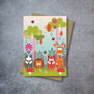 woodland creatures blank greetings card
