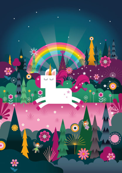Unicorn and rainbow Magical Girls Poster