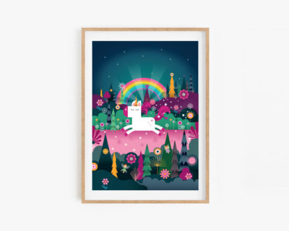 Unicorn Print for Girls Room Graphic Illustration