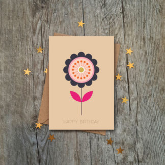 Geometric Hollyhock Flower Card
