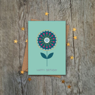Geometric Green Teal Birthday Greetings Card