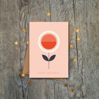 Geometric Flower Carnation Greetings Card