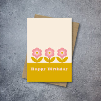 vintage style pink zinnia flower birthday card