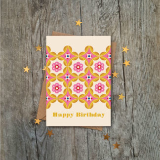vintage style cherry blossom flower pattern birthday card