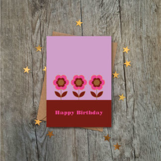 vintage rosy petunia flowers birthday card