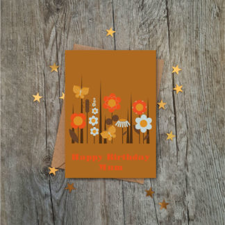 retro california poppy flowers happy birthday mum card