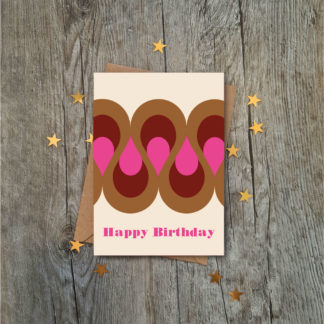 retro 1960's style psychedelic wave pattern birthday card