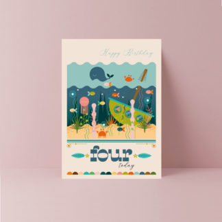 under the sea four today birthday card