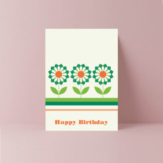retro daisy flower birthday card