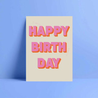 retro happy birthday card