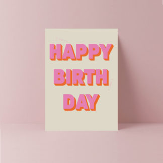 retro pink and orange cool birthday card