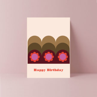 retro poppy field birthday card