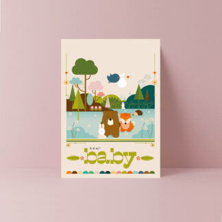 woodland new baby card