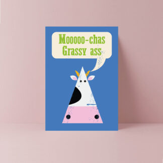 Mooooo-Chas Grassy Ass Greetings Card
