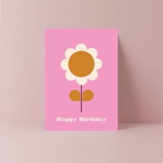 retro poppy flower birthday card