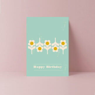 retro style daisy pattern birthday card
