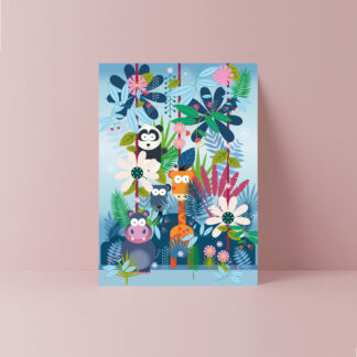 panda in the jungle greetings card