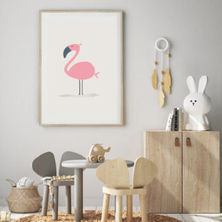 simple flamingo illustration - minimalist animal art