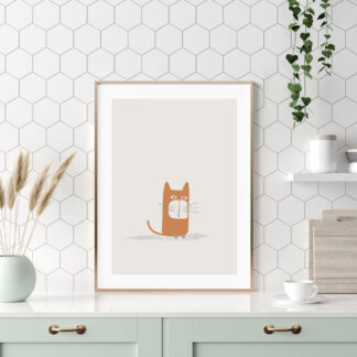 simple ginger cat illustration - minimalist animal art
