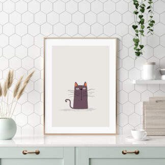 soft mauve cat illustration - minimalist animal art