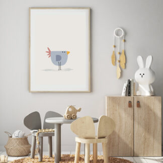 simple blue bird illustration - minimalist animal art