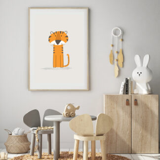 simple orange tiger illustration - minimalist animal art