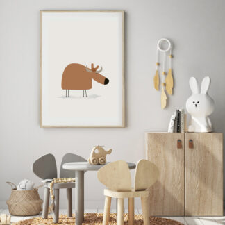 brown yak illustration - minimalist animal art