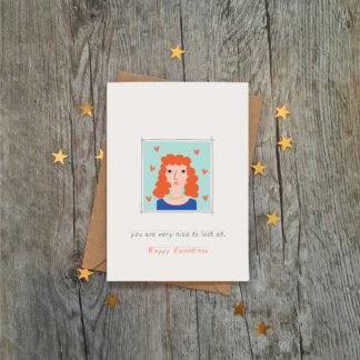 red hair cute girl valentines card