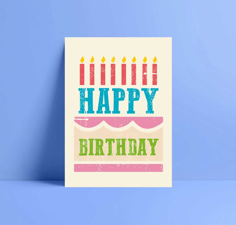 Happy Birthday Letterpress Style Card