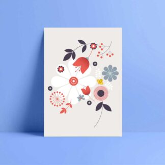 clematis floral pattern greetings card