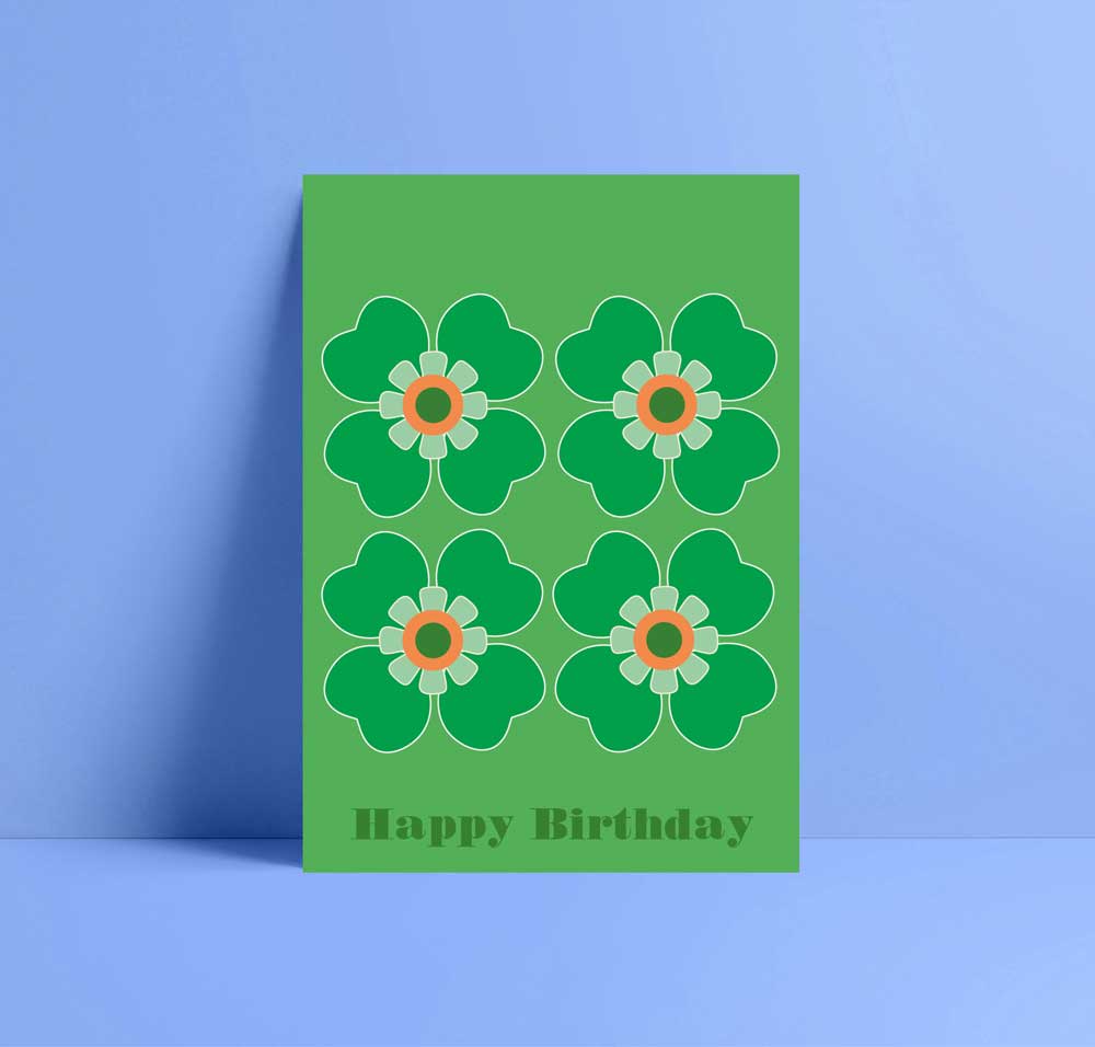 green roses birthday card