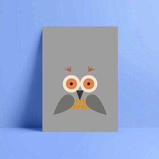 minimalistic grey owl card