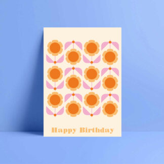carnation block repeat birthday card