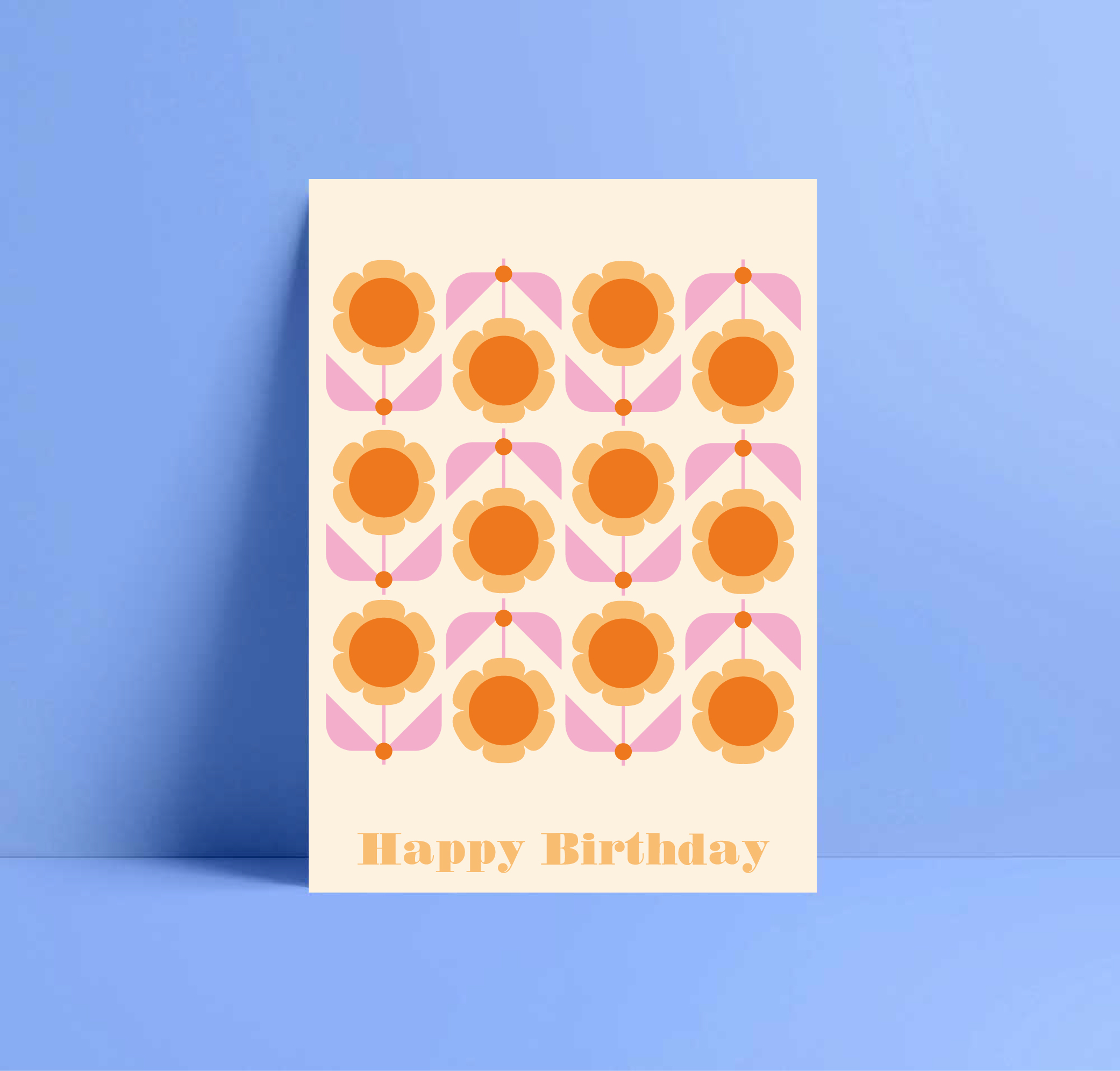 carnation block repeat birthday card