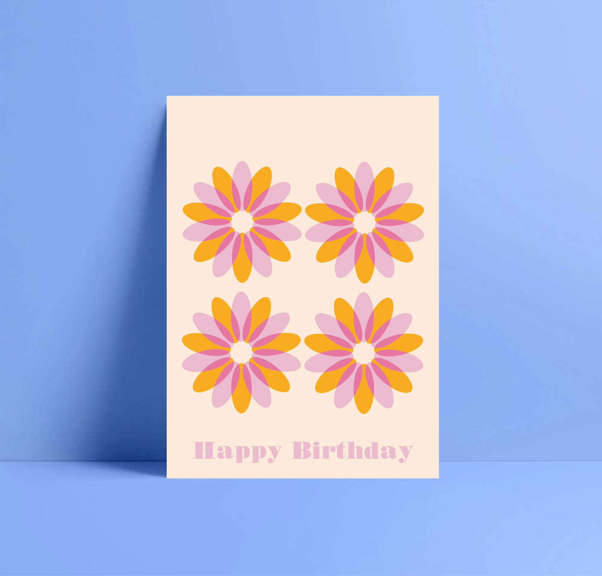 floral risograph birthday card