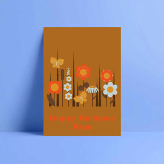retro california poppy flowers happy birthday mum card