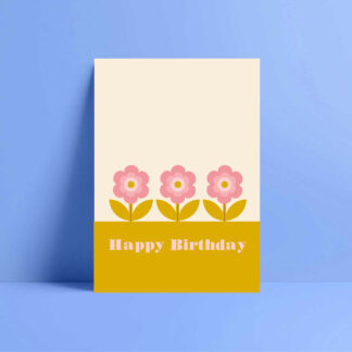 pink zinnia birthday card