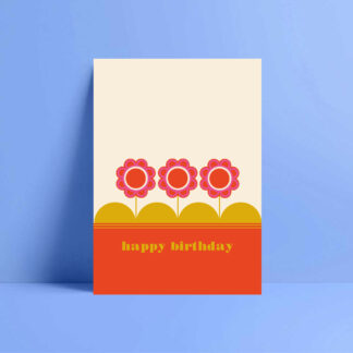 vintage orange and pink rose birthday card
