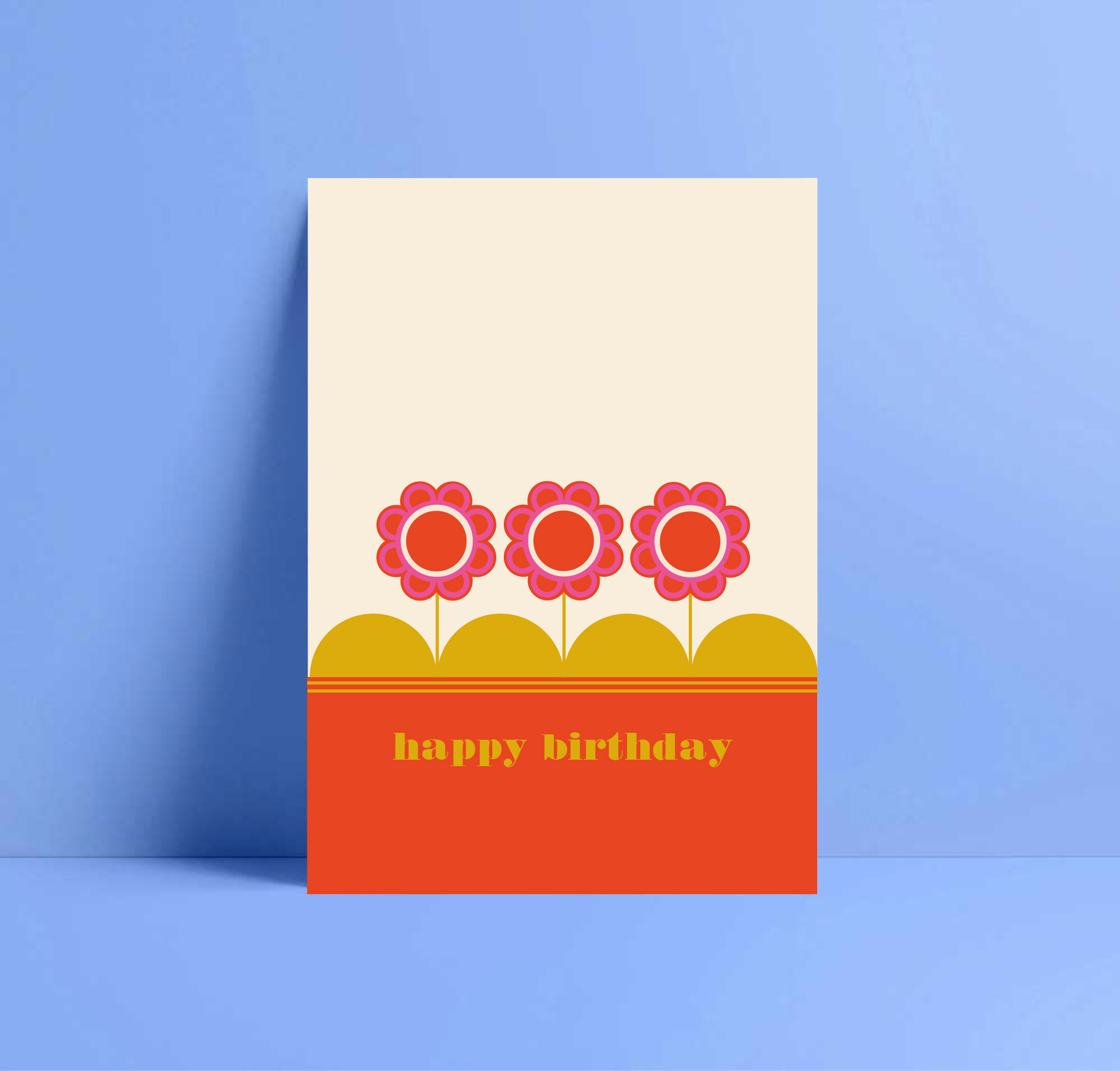 orange and pink rose birthday card