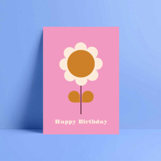 pink poppy flower birthday card