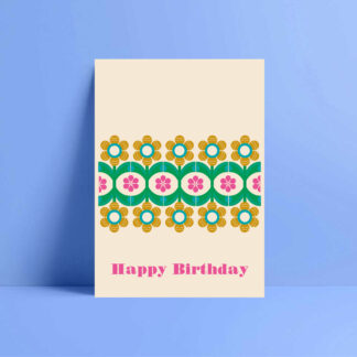 vintage marigold flower pattern birthday card