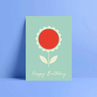 retro red and white poppy birthday card