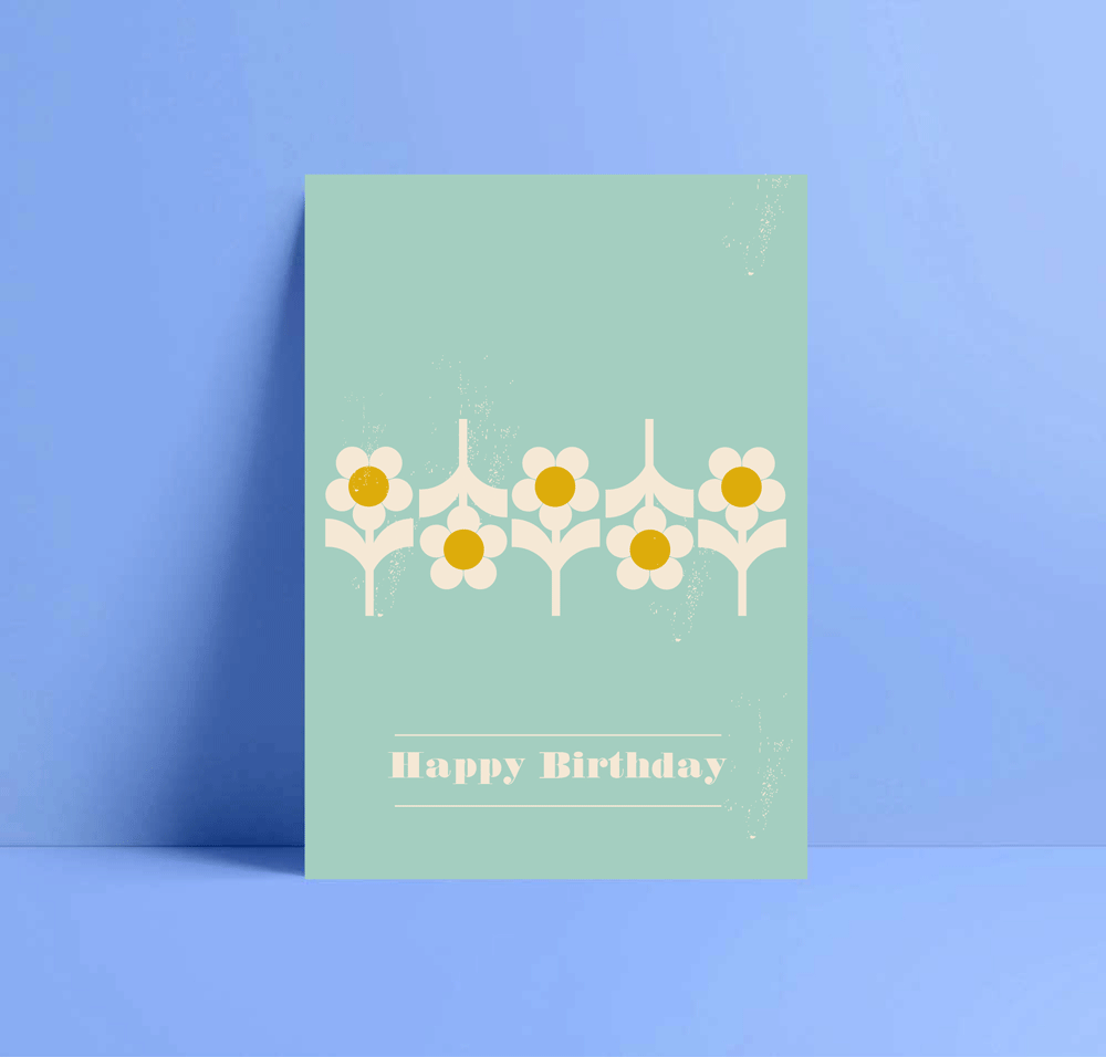 cream daisy birthday card