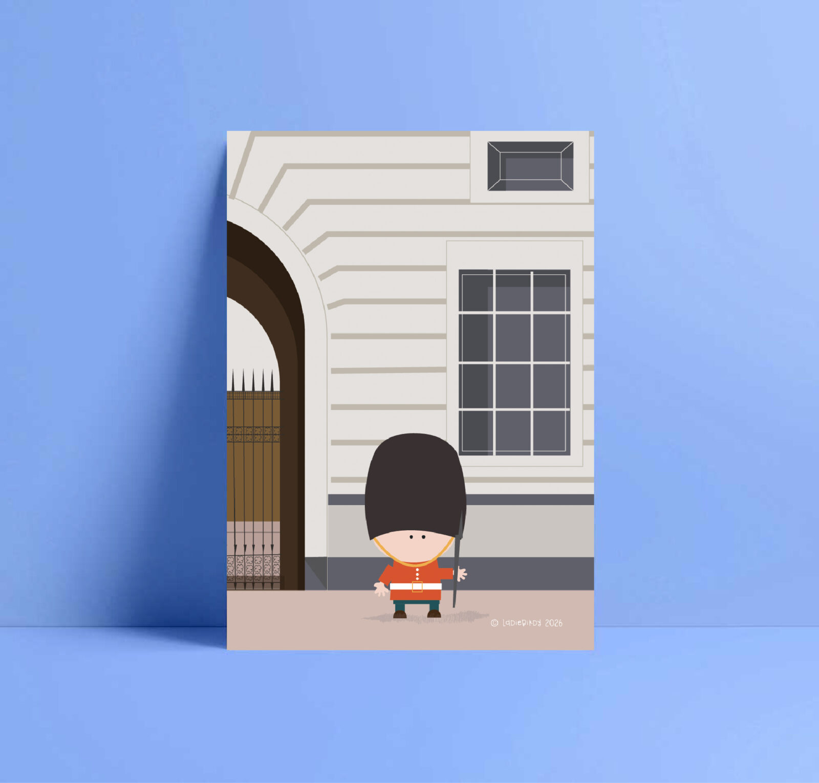 boy on the train greetings card